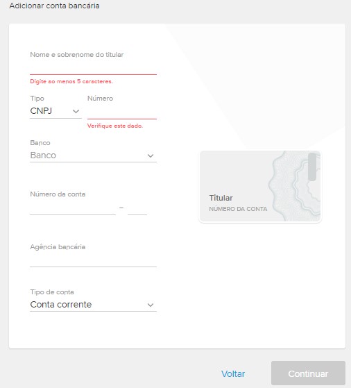 cadastro de conta bancaria mercado pago