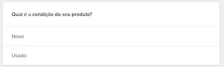 condição do produto novo ou usado